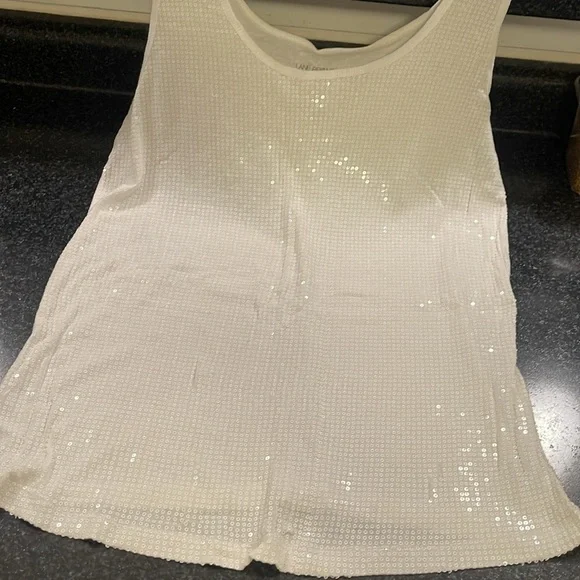 Lane Bryant: White Sequin Tank Top - Picture 5 of 9